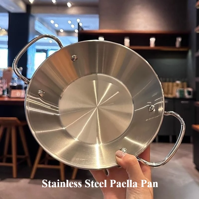Seafood Rice Pan Pan Frying Pan Stainless Steel Korean Commercial Plate Frying Pan 21cm