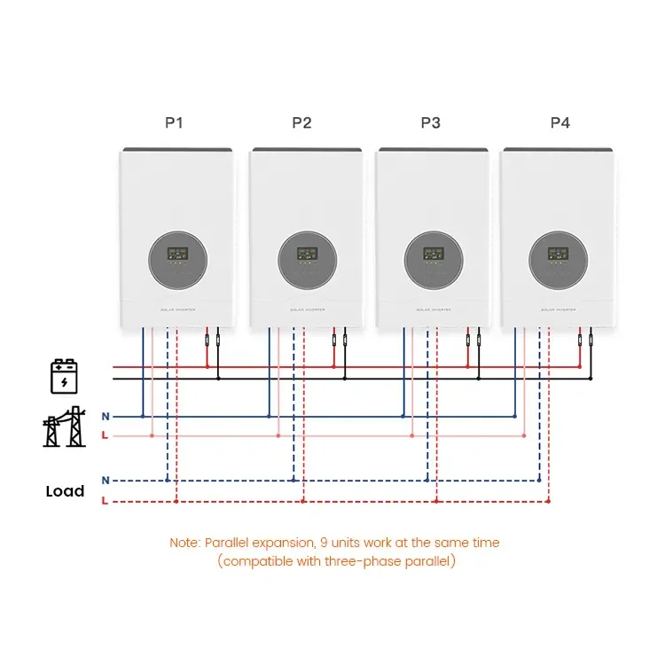 Lcd Display 90-450Vdc Pv Input Inverter Built-In 160A Mppt 48V 10Kva Solar Inverter