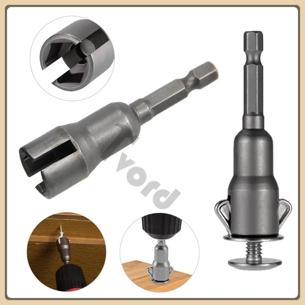 Natural Slotted Butterfly Hole Socket Wrench – Wing Nut Socket Tool with 65mm Hexagonal Handle for Electric Screwdriver