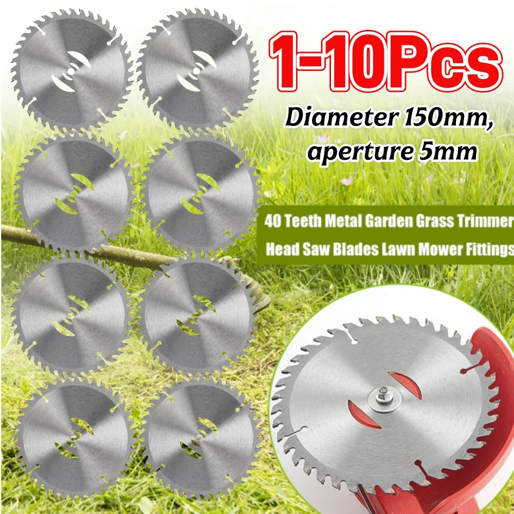 150mm 40 Teeth Metal Grass Trimmer Heads Blade Replacement Weed Eater Saw Blade Lawn Mower Fit Accessory for Garden Power Tool