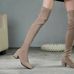 New Autumn Winter Over-the-Knee Long Boots Women Fashion Stretch Knights' Boots Female Shoes Casual Work Warm High Heels