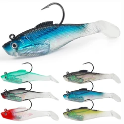 6Pcs Soft Fishing Lures Swimbaits Pre-Rigged Weighted Jig Head Paddle Tail Shad Lures Swimbait for Bass Trout Walleye Crappie