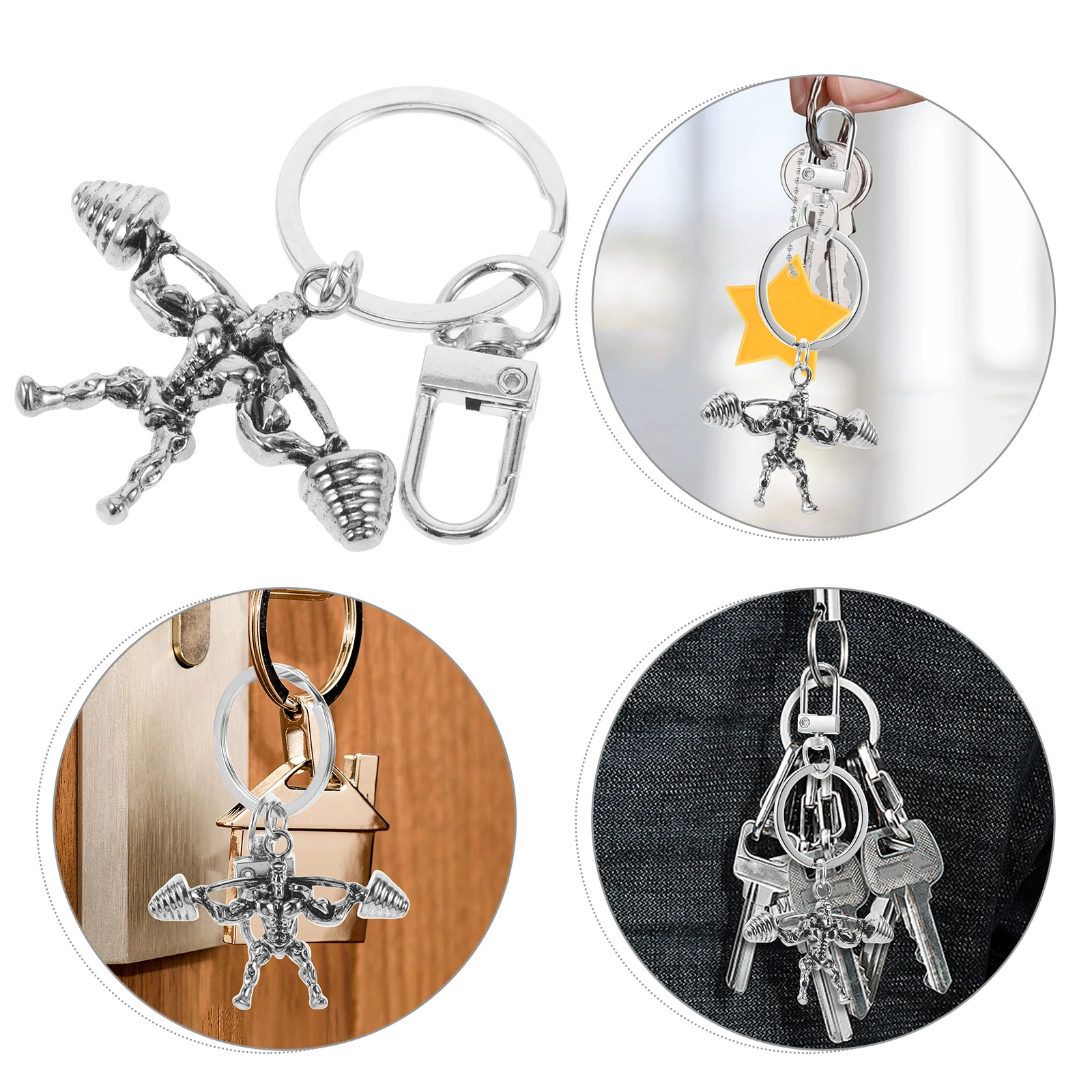 

1Pcs Creative Fitness Keychain Metal Dumbbell Pendant Sports Charm Keyring Motivational Gift Lightweight Accessory For Athletes