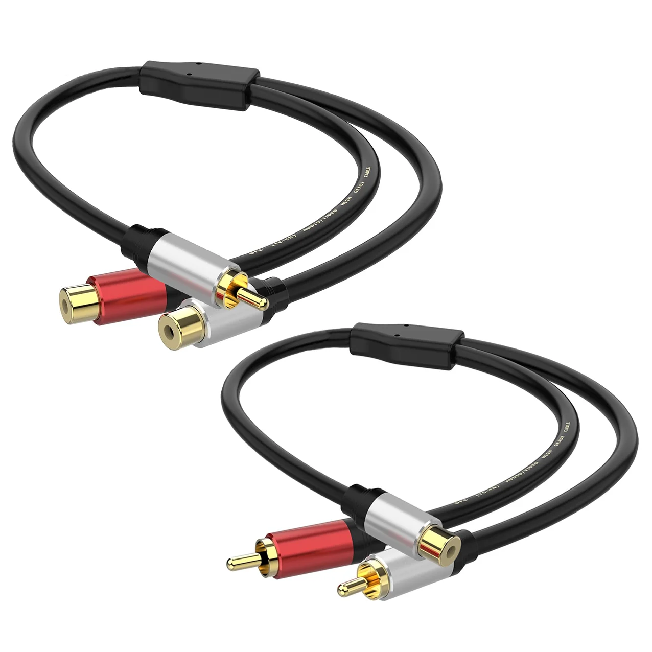 0.3M Gold Plated RCA Audio Cable 1-to-2 Jack Y Splitter Adapter Extension Cord for TV DVD Player Subwoofer Amplifier Speaker