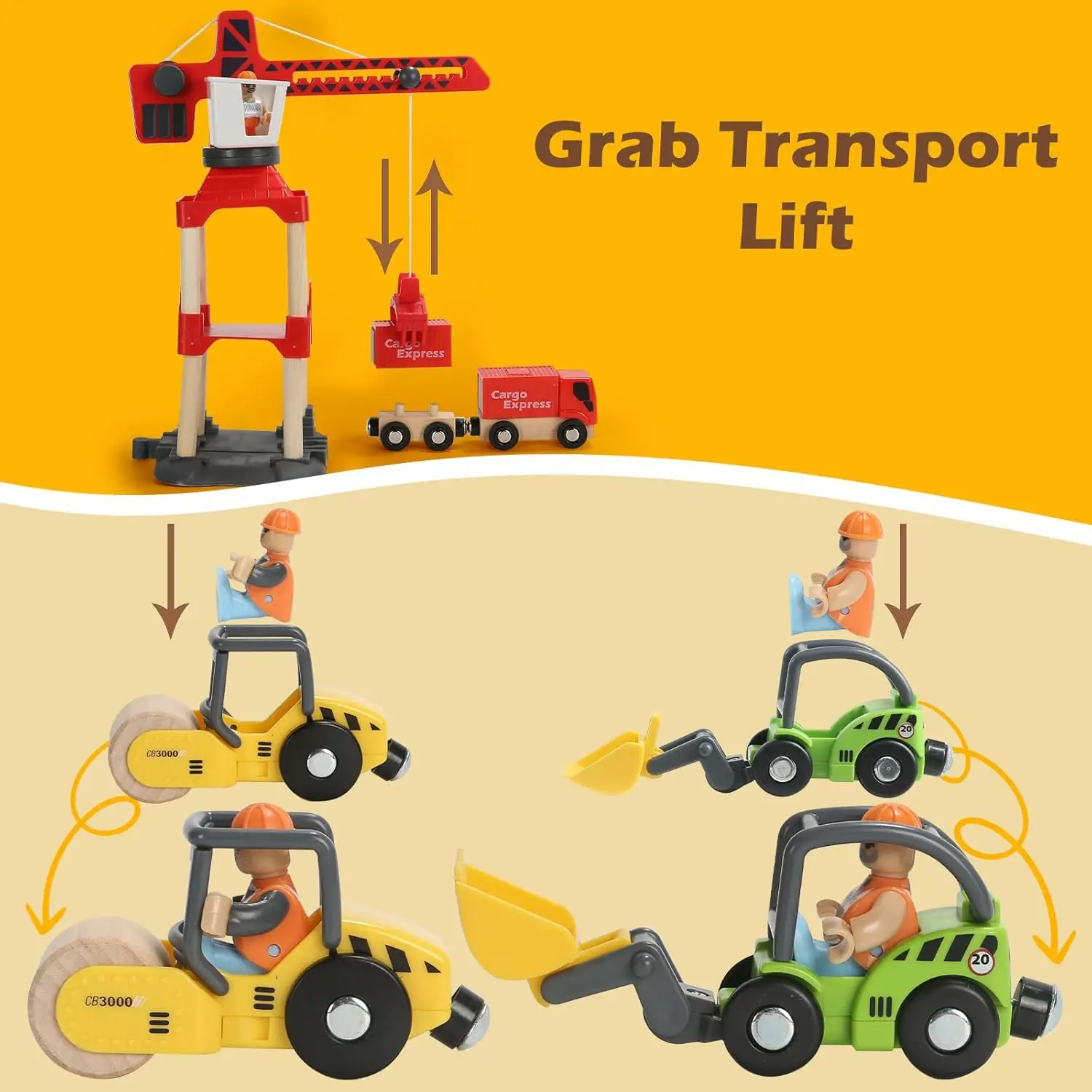 유아용 104피스 나무 기차 세트, 3-6세 어린이용 트랙이 있는 자석 기차, 주요 브랜드와 호환 가능, 조립