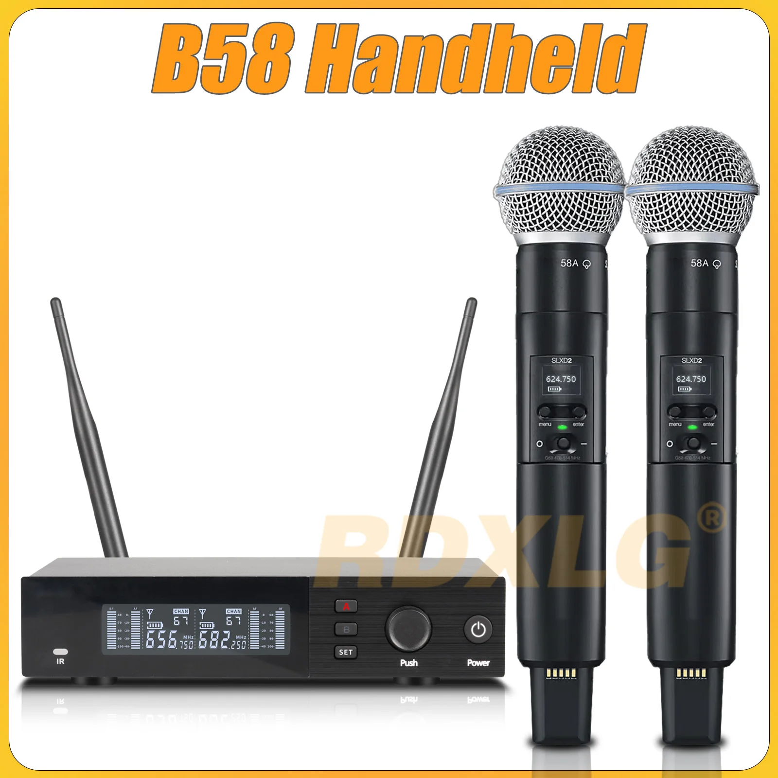 Topkwaliteit! SLXD4 Professionele dubbele draadloze microfoon Stage Performance 2 kanalen 600-699 MHz UHF Karaoke Metal Handheld SLXD2