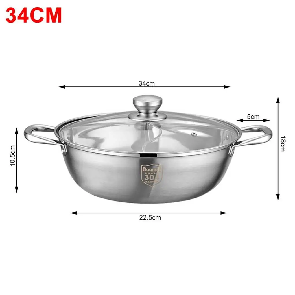 Two-Flavor Hot Pot Household Hot Pot Thickened Induction Cooking Special Pot Stainless Steel Soup Hot Pot Clear Soup Boiler