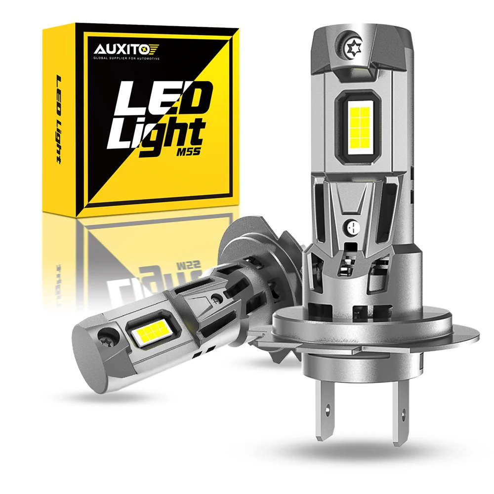 2Pcs AUXITO H7 LED Canbus Error Free Headlight Bulb With Fan 22000LM MINI 360 Lighting H7 CSP LED Chip Headlamp 12V 6500K White