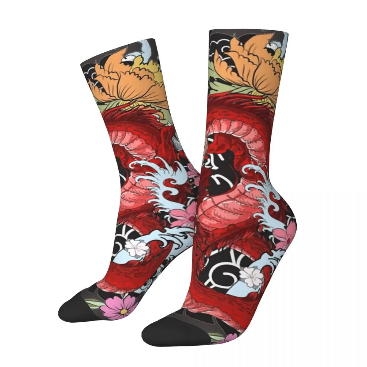 Hip Hop Vintage Dragon Yakuza Crazy Men's Compression Socks Unisex Tatto Harajuku Seamless Printed Funny Novelty Happy Crew Sock