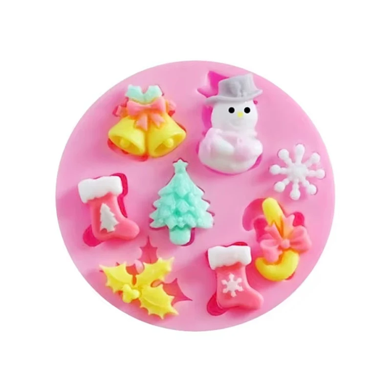 1-2 PCS DIY Snowman Snowflake Cake ​Christmas Flipping Candy Silicone Molds Cake Baking Mini  Chocolate Candy Silicone Mold