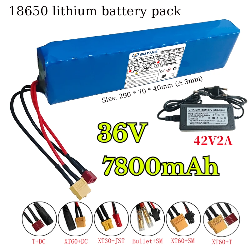 36V 7800mAh 18650 Lithium-ion Rechargeable Battery Pack 10S3P (10 Series and 3 Parallel) with Charger