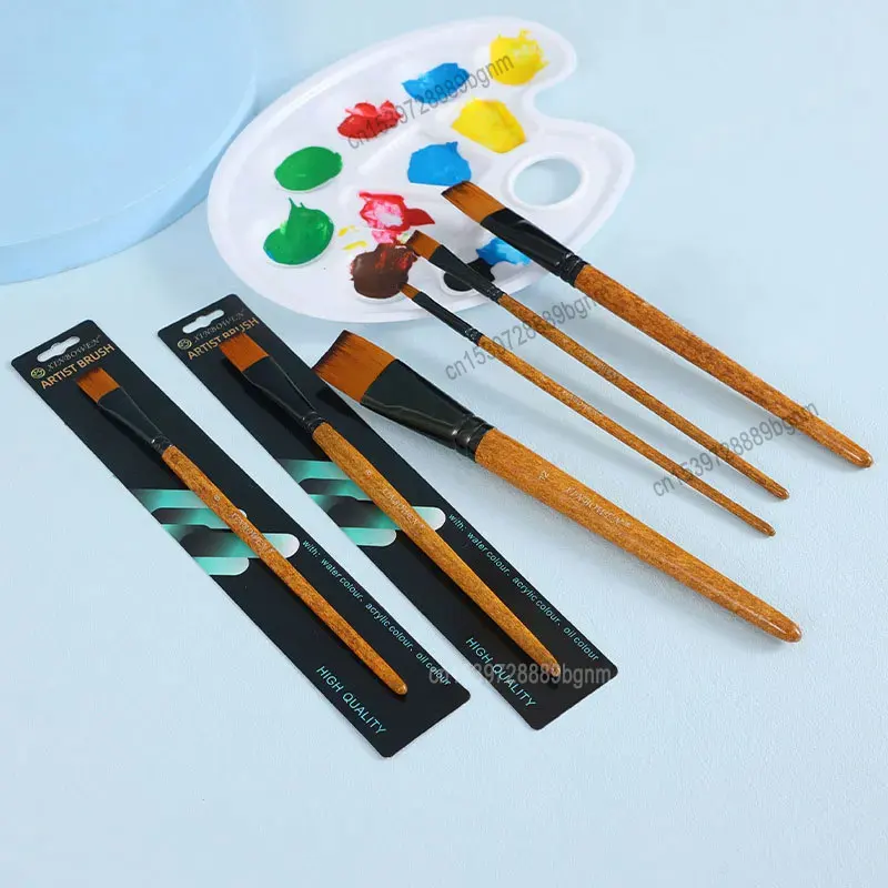 #2 #4 #6 #8 #10 #12 Flat & Fine Line Round Point Tip Nylon Hair Art Painting Brush Pen For Acrylic Oil Watercolor Drawing Supply