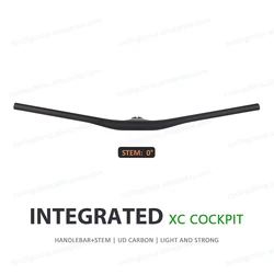 High-strength Mountain Cross-country Integrated Handlebar 35/45/55/65/75mm MTB Handlebar With Stem For XC COCKPIT Bicycle Parts