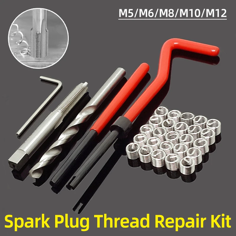 Thread Repair Insert Kit M5/M6/M8/M10/M12 Car Coil Repair Tools Screwdriver Screw Bolt Driver Engine Block Restoring Thread Set