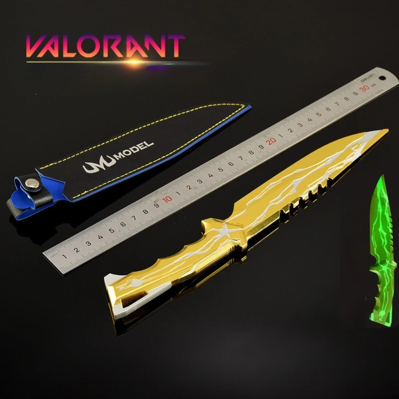 Periférico de juego Valorant, 28cm/11,02 pulgadas, modelo de arma, cuchillo de castigo divino, cubierta de cuero y Metal, versión de adornos de juguete, colecciones