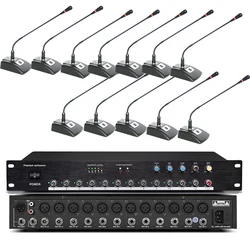 Pro microfono da tavolo a collo d'oca cablato a 12 vie 48V alimentatore Phantom 12 canali Audio Hub Controller Mixer sistema di conferenza