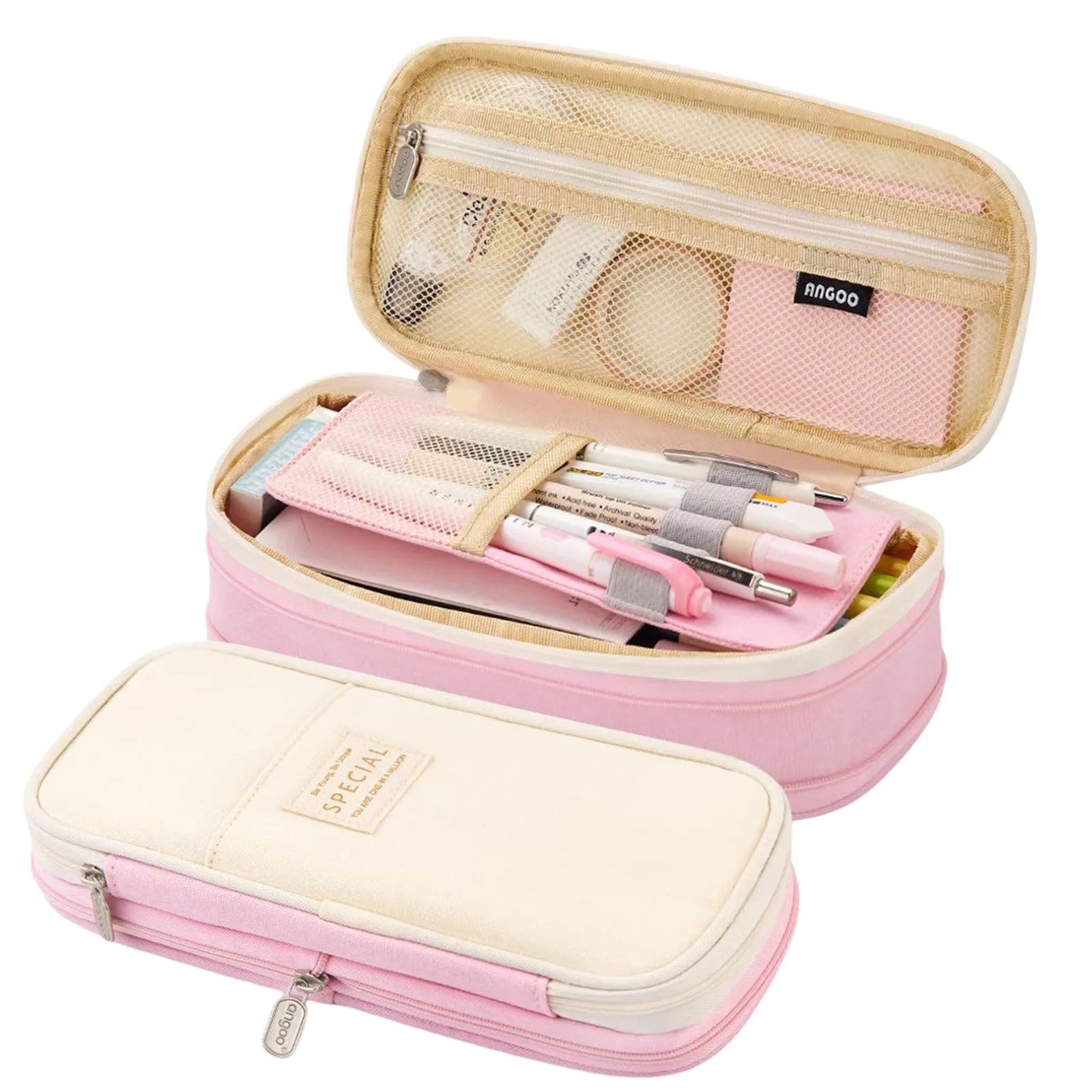 Pastel Color Pencil Case Multi Layer School Stationery Stationery Holder Organizer Large Capacity Pen Bag Kids Girls Students