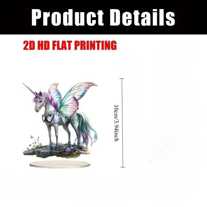 1PC 2D Flat Boho Unicorn Acrylic Table Sign, Cute Desktop Decor for Home Studio Cafe Display Case
