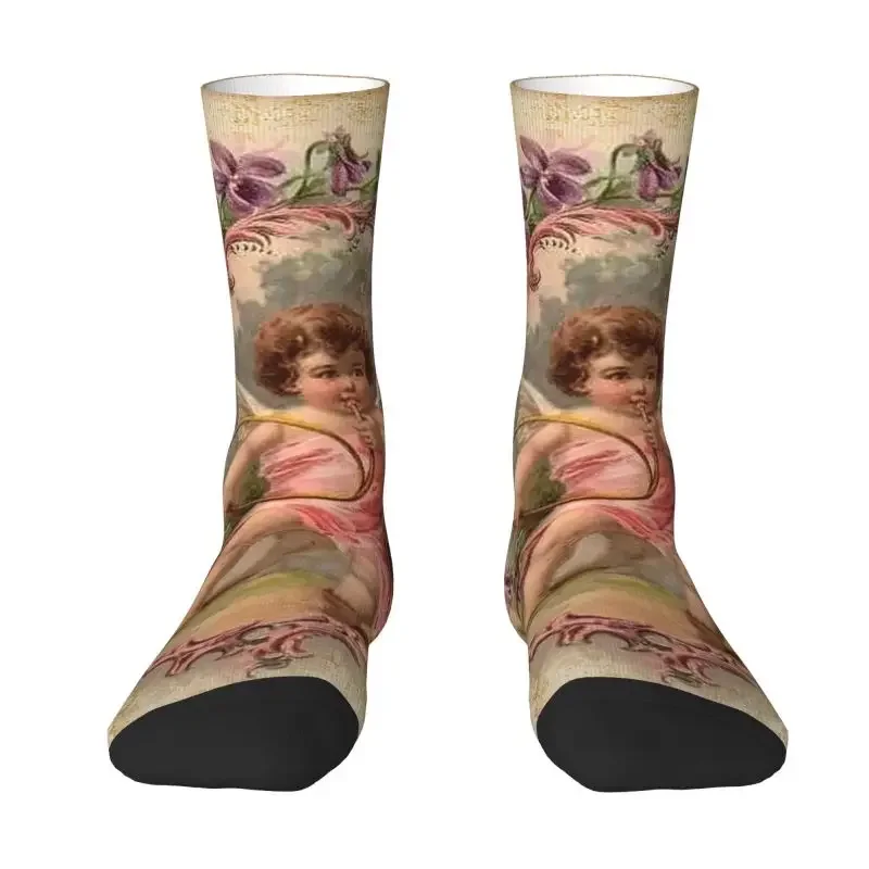 Victorian Angel Men's Crew Socks Unisex Novelty Vintage Angel Spring Summer Autumn Winter Dress Socks