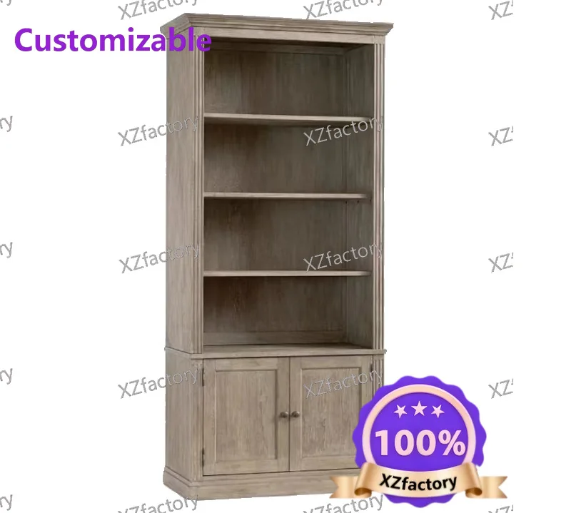 

Factory Direct 2026 Top Ratedsolid wood large bookcase vintage French display cabinet home living room floor-to-ceiling furnitur