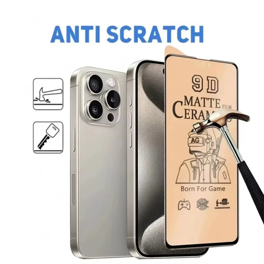 واقي شاشة من السيراميك غير اللامع لهاتف iPhone 17 Pro Max 16 13 11 15 14 12 Pro Max Mini 17 Air SE 6 7 8 Plus XR XS طبقة سيراميك ناعمة