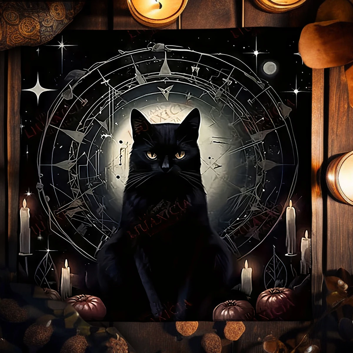 Altar Table Cloth Witchcraft Black Cat Tablecloth For Tarot With Star Witchcraft Astrology Oracle Cards Pads for Room Home Decor