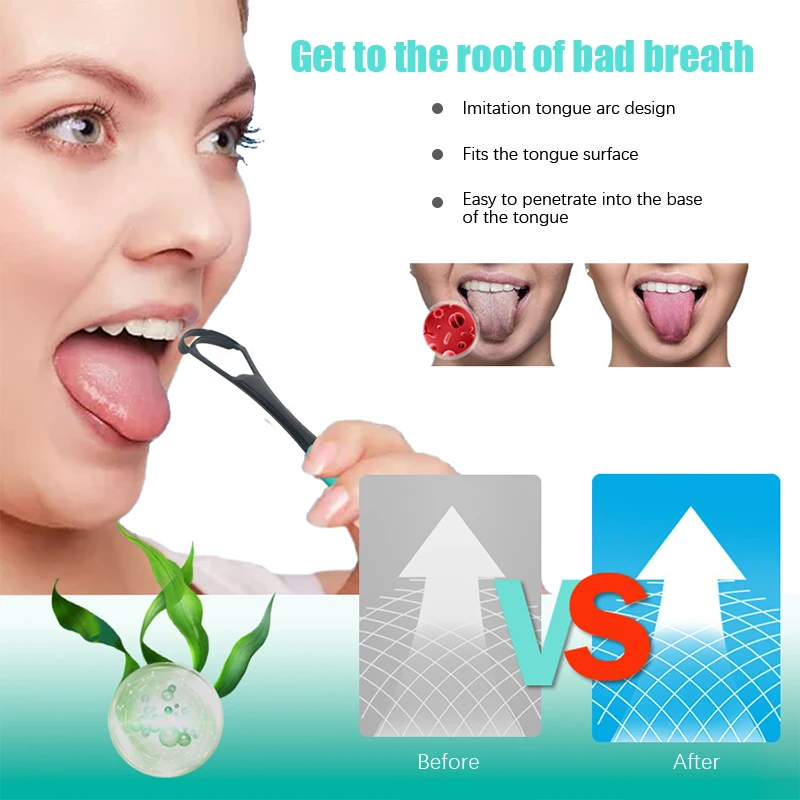 Double Layer Tongue Scraper Silicone Tongue Scraper Brush Cleaning Food Grade Single Oral Care To Keep Fresh Breath Oral Health