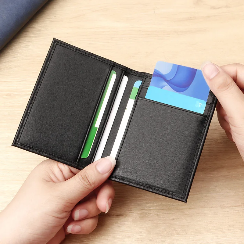 Slim Card Holder Minimalist Bifold Wallet Premium Top Grain Nappa Cowhide Ultra Thin Front Pocket Credit Card Sleeve Case