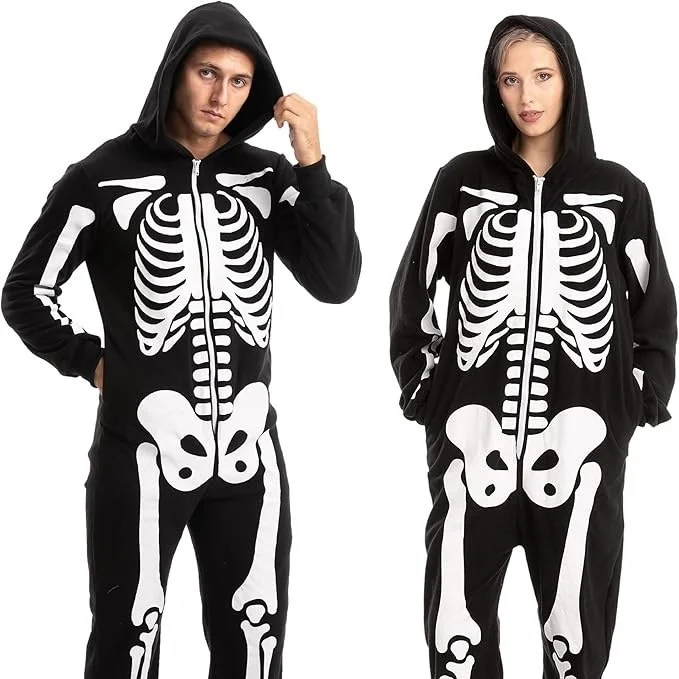 زي الهالوين الجديد للبالغين على شكل هيكل عظمي يتوهج في الظلام، زي هيكل عظمي أسود مخيف للتنكر وعروض المسرح #4