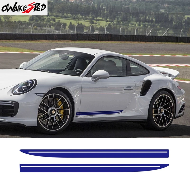 Car Side Stripes Graphics Checkered Flag Checkerboard Door Panel Decals for Porsche 911 997 991 992 GT3 RS Turbo Carrera 4S
