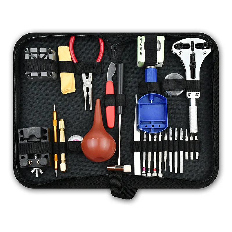 

Watch repair tool set includes a 10x magnifying glass, waterproof paste, and screwdriver for opening/adjusting the watch