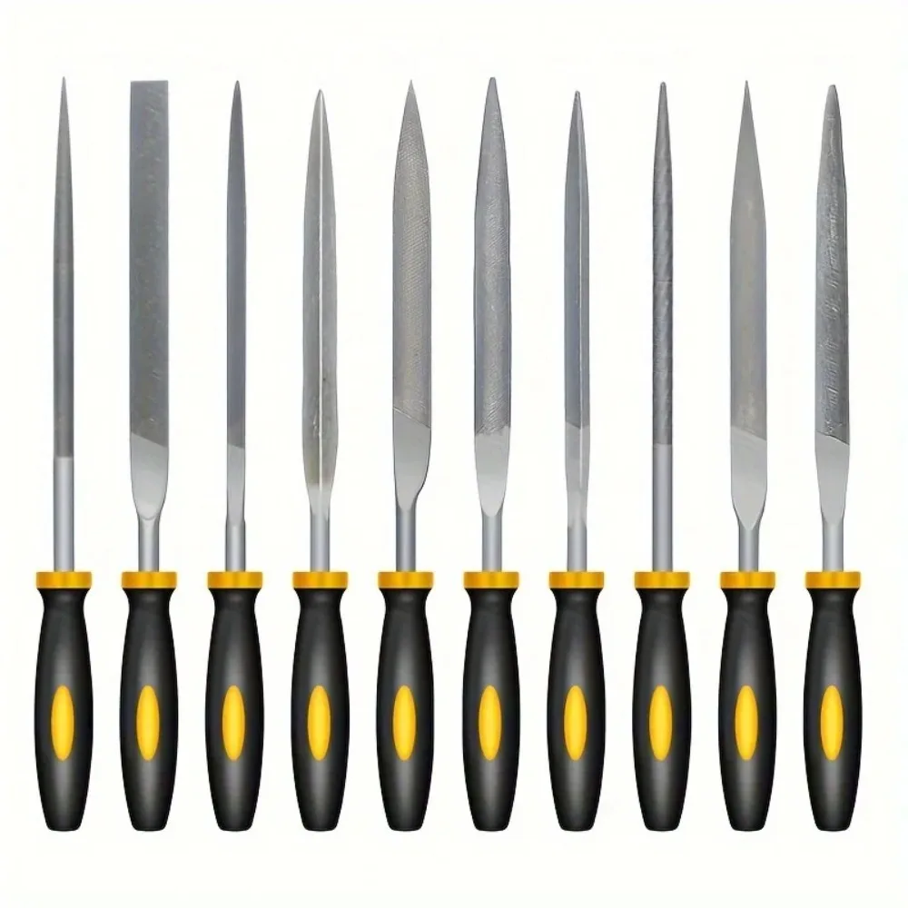 Premium Needle File Set - High-Carbon Steel Files with Non-Slip Ergonomic Handles for Precise Filing on Wood, Plastic, Model