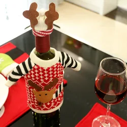 Wine Bottle Dress 2Pcs Christmas Wine Bottle Cover Santa Bottle Cap Table Decor Party Gift