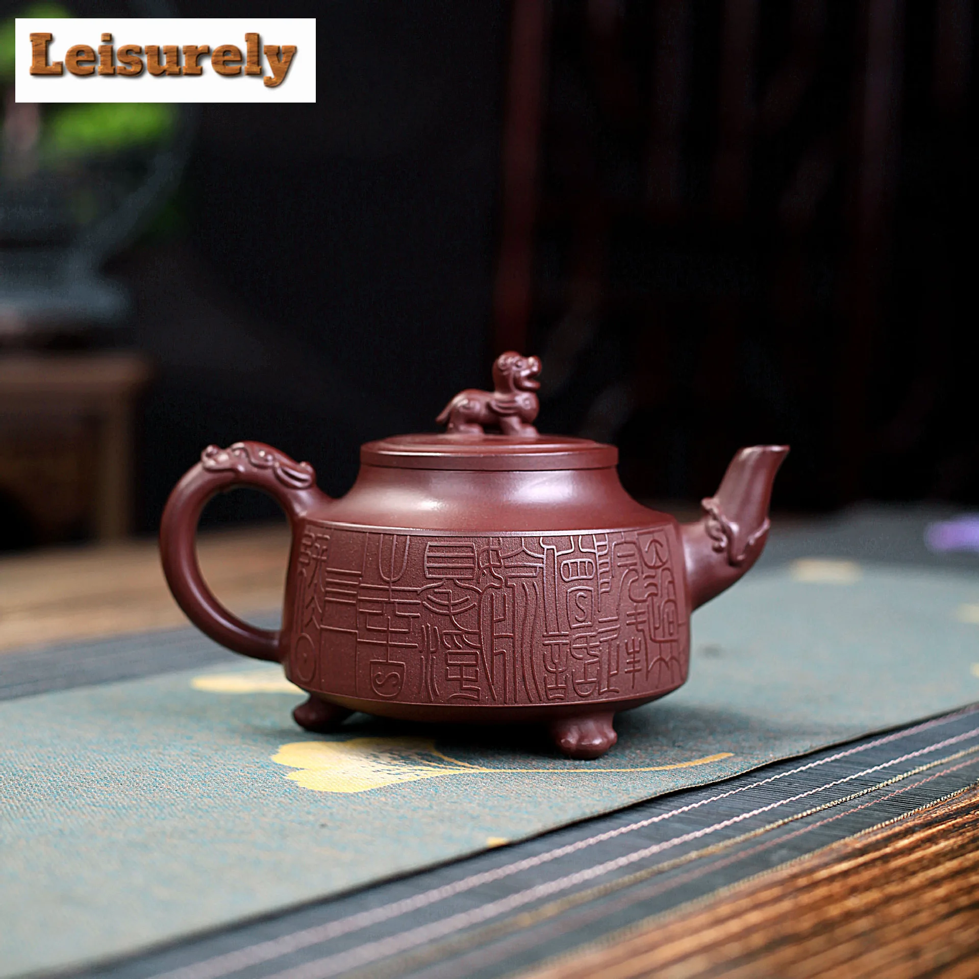 330ml Aesthetic Yixing Purple Clay Teapots Handmade Tripodia Tripod Pot Raw Ore Purple Mud Kettle Chinese Zisha Tea Set Supplies