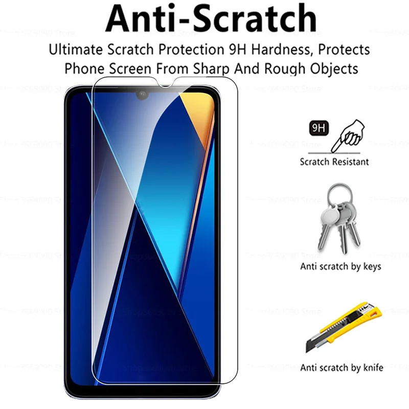 2PCS HD Tempered Glass Case For Xiaomi C65 Screen Protector Pocophone Poco C 65 65C 6.74 Inches Phone Protective Film Cover