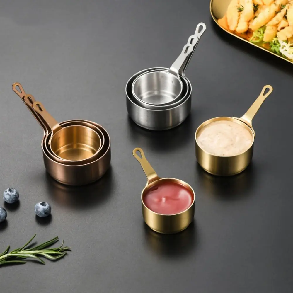 Multifunction Stainless Steel Sauce Cup Non-rust 50/80/100ML Seasoning Bowl with Handle Sauce Dipping Bowl Restaurant