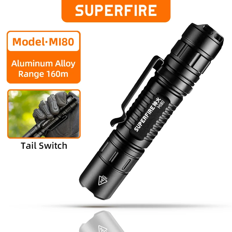 SUPERFIRE MI80-S High power led flashlight Super Bright 1100LM EDC Torch Portable flash lights Fishing Camping Outdoor Lantern