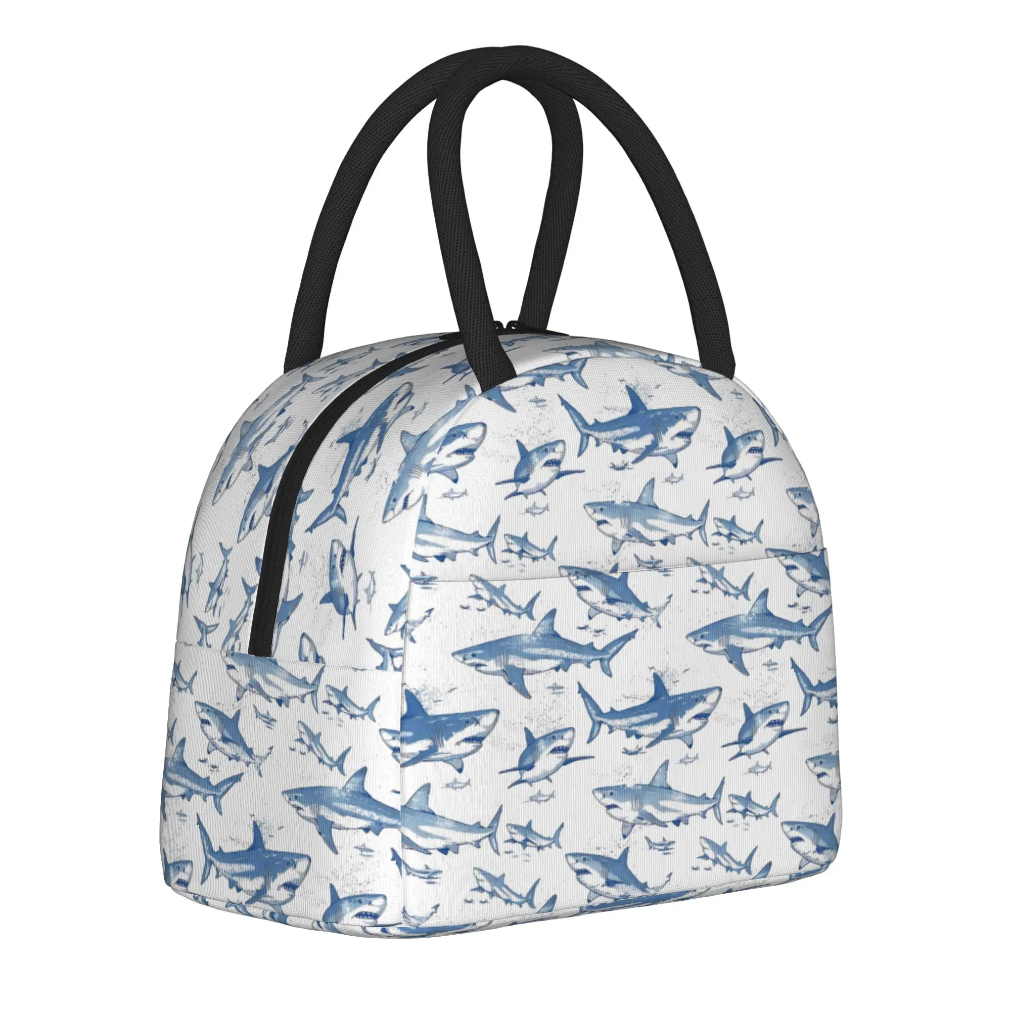 Shark Ocean Animal Insulated Lunch Bag Portable  Meal Container Thermal Bag Tote Lunch Box Beach  Travel Food Handbags