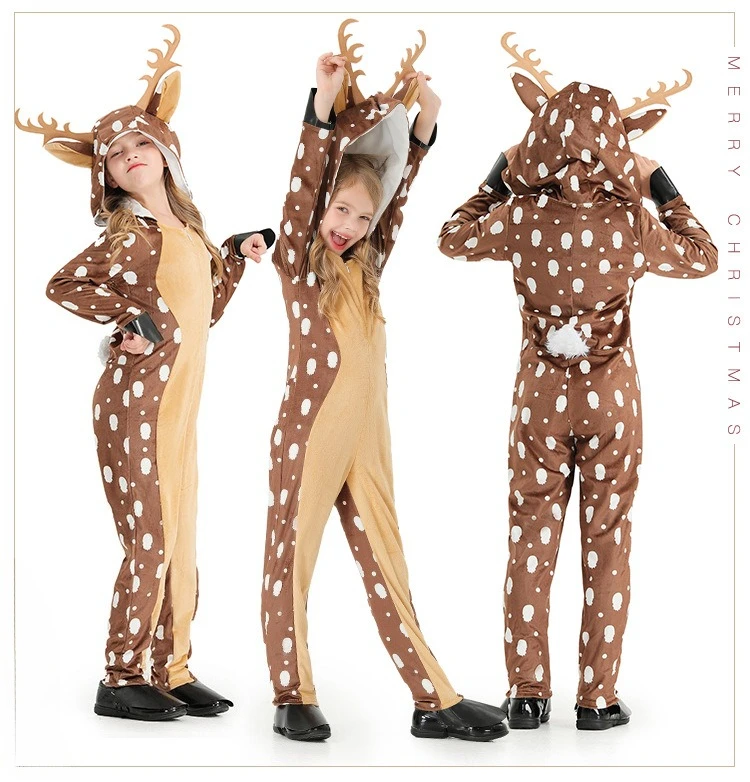 

Khaki Spotted Fawn Cosplay Costume Cute Reindeer Animal Stage Performance Outfit