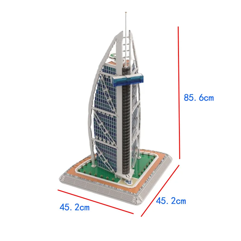 Sail Shaped Landmark Hotel MOC Blocks Arabian Style High-rise Building Model DIY Bricks for Collection & Home Display