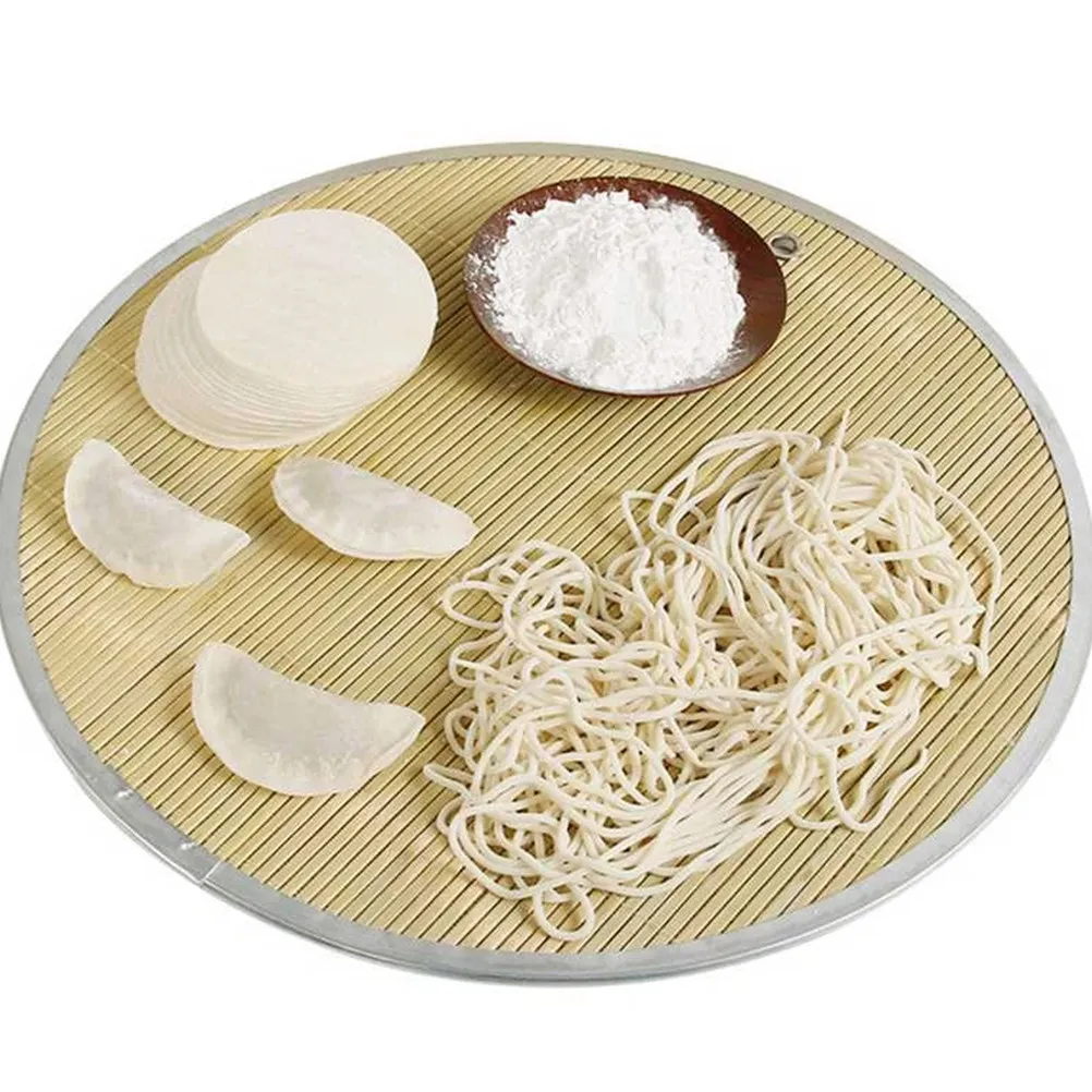 

1Pcs Bamboo Dumpling Storage Tray Premium Food Tray with Steel Plate Edge Non Rust Cover for Kitchen Steamed Buns Dumplings