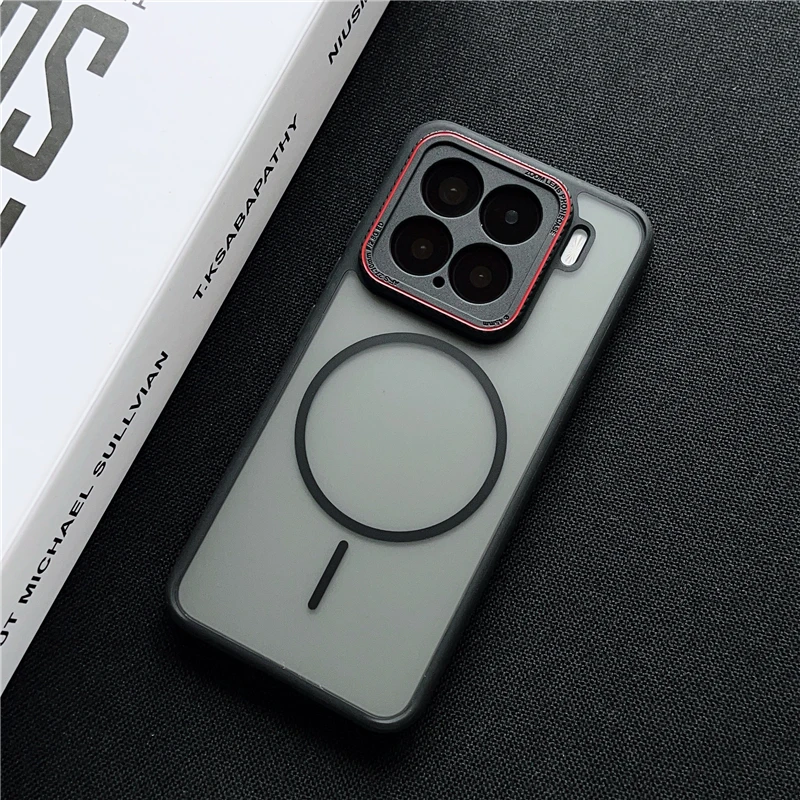 

Magnetic Metal Lens MagSafe Case For Xiaomi Mi 15 Pro Mi 15Ultra Frosted Skin Feel Wireless Charging 360 Rotating bracket Cover
