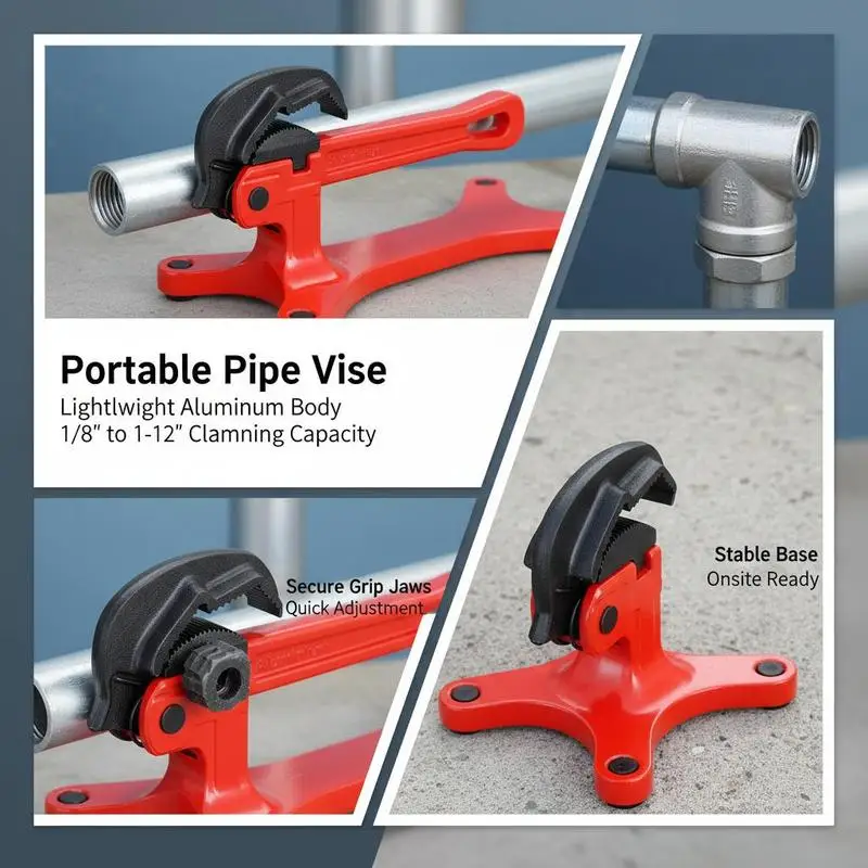 Aluminum Tube Clamp Tool 1/8" to 1-1/2" For Plumbing Installation Repair Maintenance, Onsite Pipe Processing Manual Vise Hand Tool Tightening Grip Capacity view 5