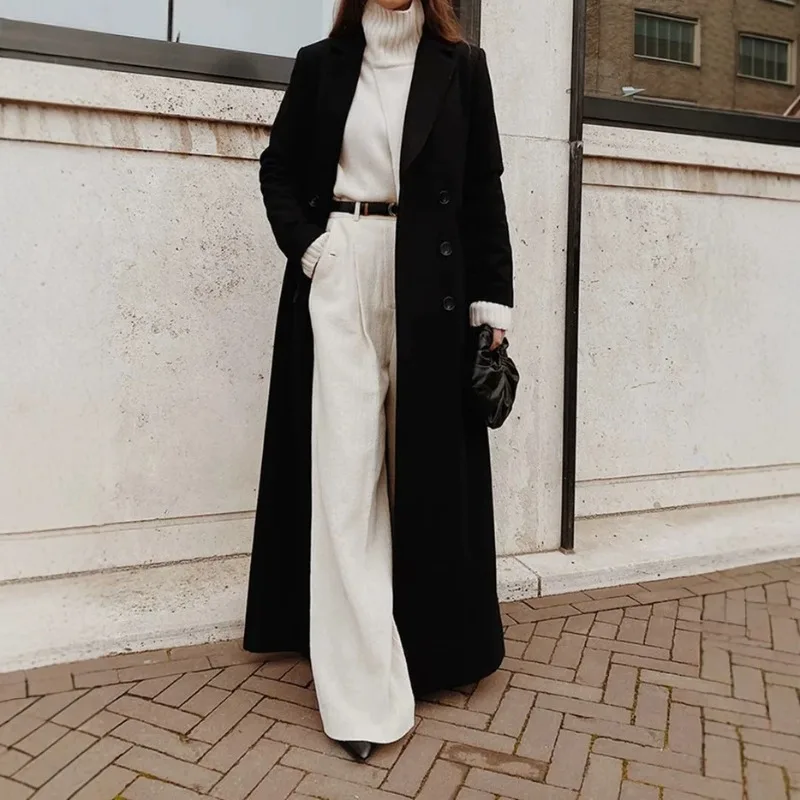 The new autumn and winter fashion women's casual long solid color warm woolen coat is a bestseller with a unique charm elegant.