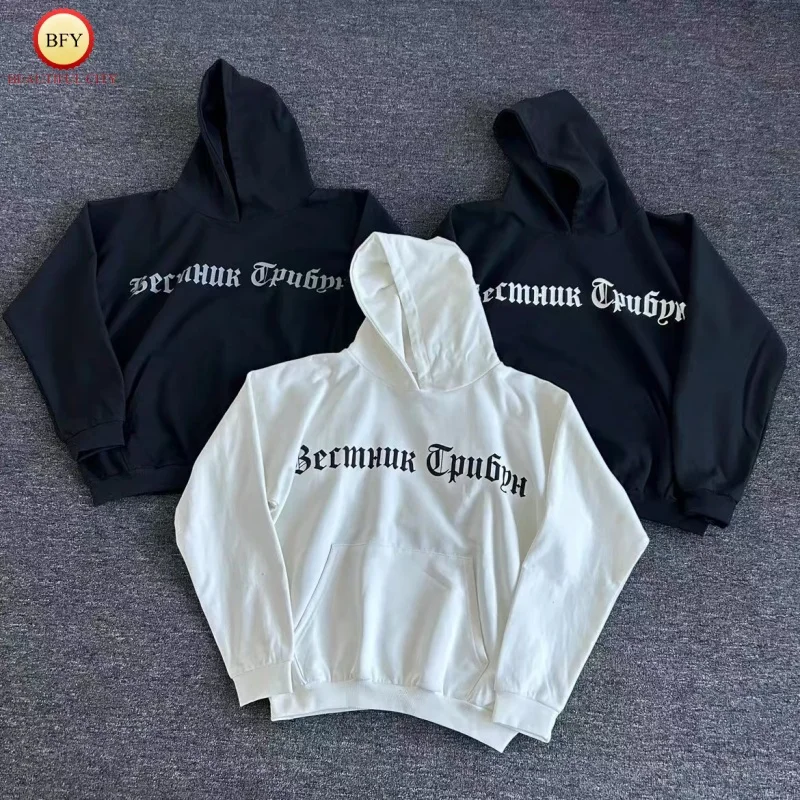 Trend Black White Kanye Vultures2 Told You So Chinese Printed One Piece Crop Hooded Sweatshirt Men's Women's Coats