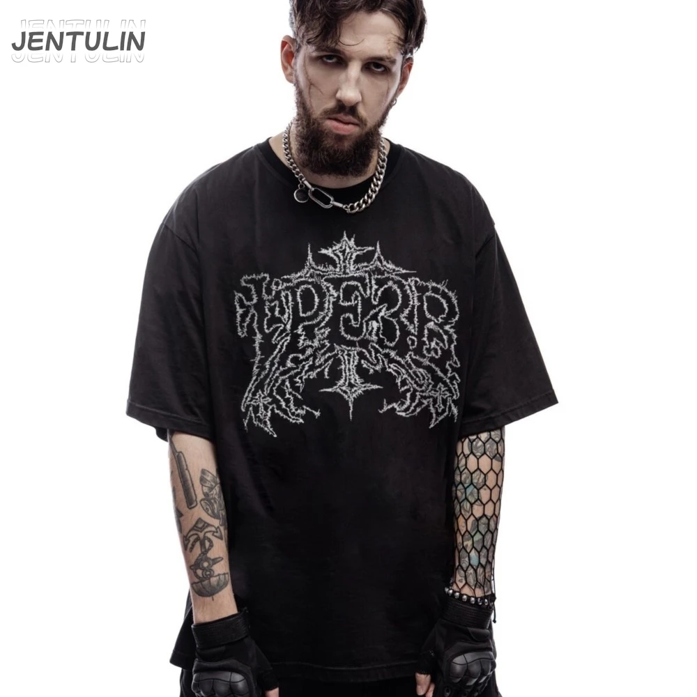 Hip Hop Streetwear Men's Clothing Oversize Short Sleeve Sober 2 Graphic Print Y2k Tops Harajuku Goth Aesthetic Tshirt Cotton Tee