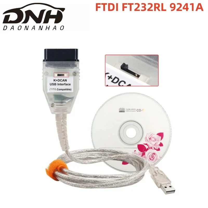 Кабель 2026 For BMW IN-PA K+DCAN с переключателем, чипом FTDI FT232RL 9241A, диагностический сканер K DCAN OBD2 для BMW F