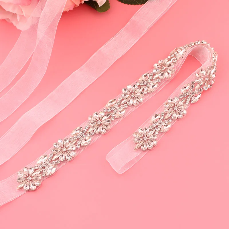 Silver Bridal Wedding Waistband Sparkling Crystal Handmade Sash for Women Wedding Supplies Jewelry Accessories