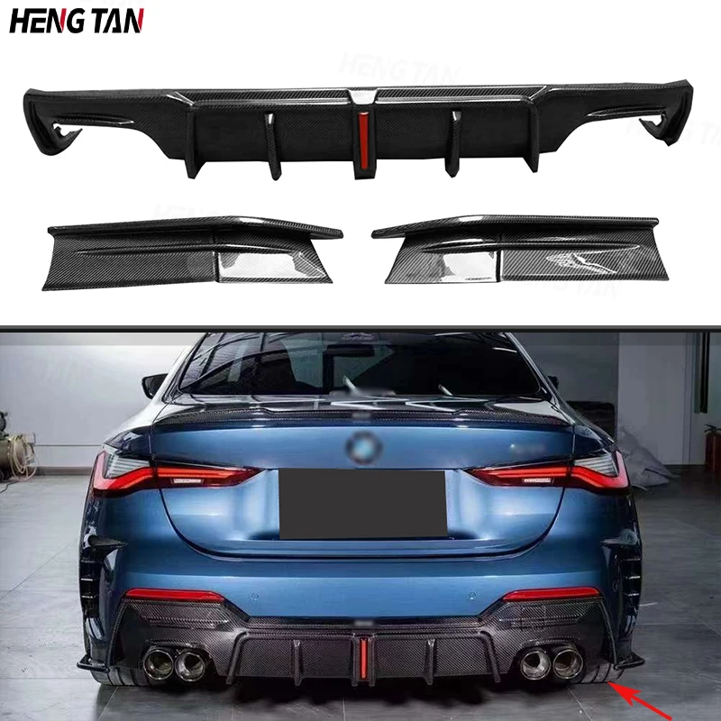 

Carbon Fiber For BMW 4 Series G26 2021+ 4 Door With lights Car Rear Bumper Lip Diffuser Spoiler Parts Upgrade Body kit