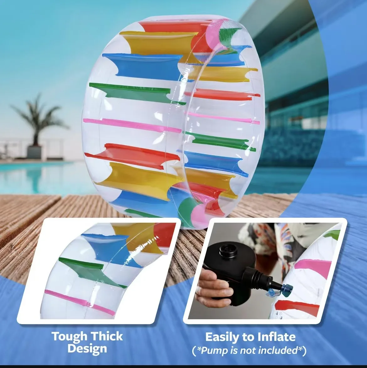 Roll Water Roller Big Ball Wheel Inflatable Toy Floating Raft Pool Floats Beach Party Games Kids Lawn Game Children Crawling Toy